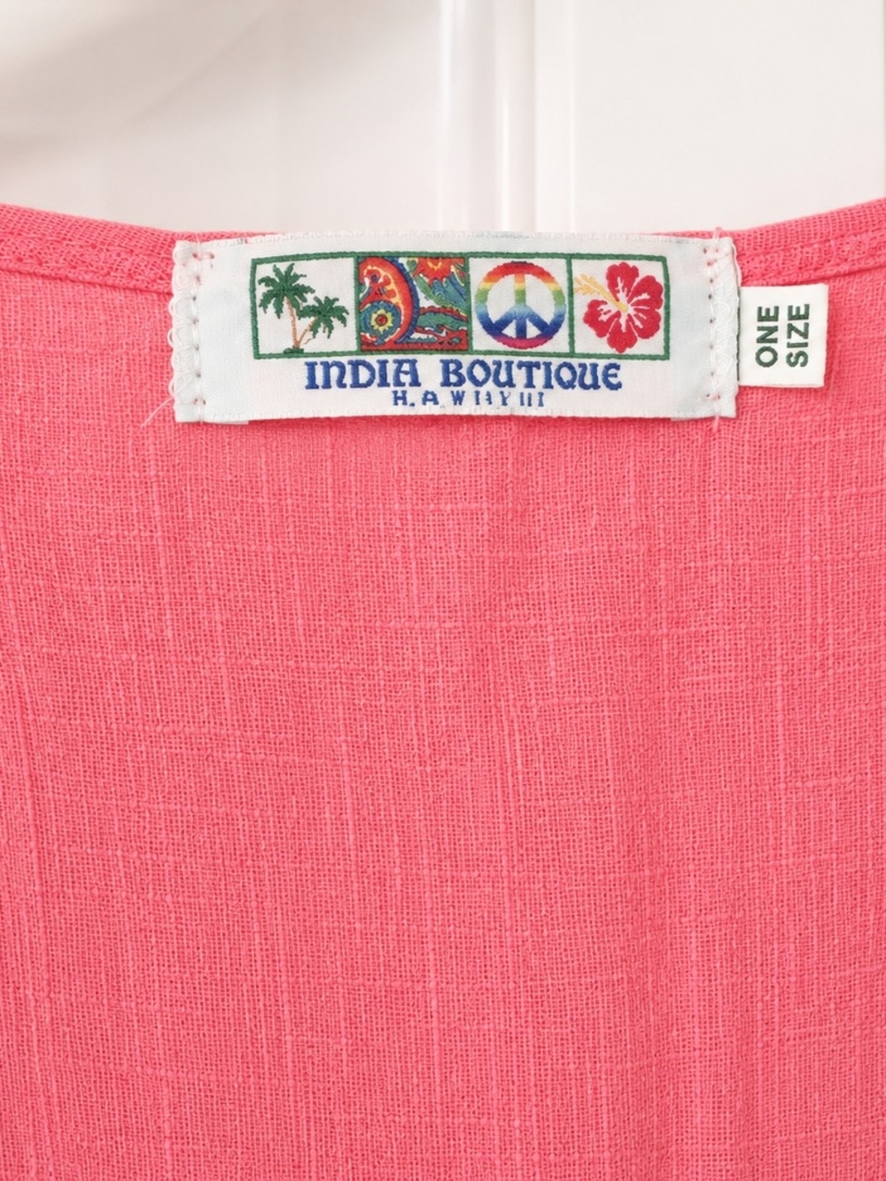 India Boutique Coral Pink Cold-Shoulder Coverup w/Multicolor Crochet & Tassels - Picture 5 of 5